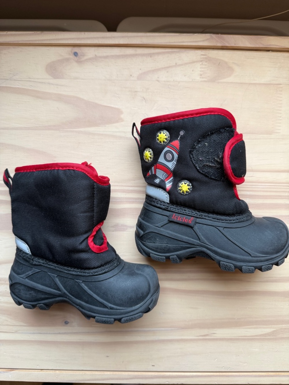 Kids Black and Red Rocket Snow Boots by Icicles